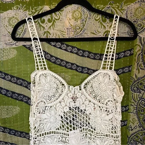 NWT For Love & Lemons Ivory Maldives Crochet Mini Dress/ Cover-Up Size Medium - Picture 3 of 15
